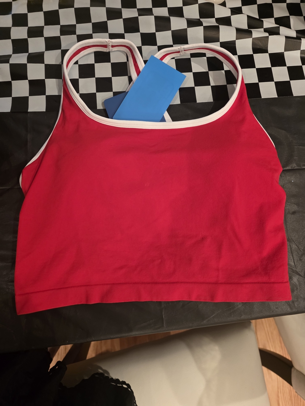 Fabletics Red Crop Sports Bralette with White Trim
